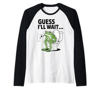 Guess I’ll Wait Funny Frog Bathroom Humor Raglan Baseball Tee