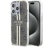 Guess IMG 4G Gold Stripe Hard Case for iPhone 15 Pro Max 6.7" Brown - New