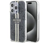 Guess IML 4G Gold Stripe Hard Case for iphone 15 Pro 6.1" Black - GUHCP15LH4PSEGK
