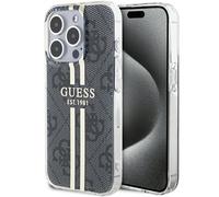 Guess IML 4G Gold Stripe Hard Case for iPhone 15 Pro Max 6.7" Black - New