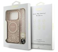 CG MOBILE Guess IML Flowers Electro Pearl Bracelet Compatible with MagSafe Case for iPhone 17 Pro (Pink)