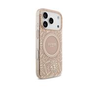 Guess IML Flowers Electro Pearl Strap MagSafe Case for iPhone 17 Pro 6.3" Pink - GUHMP17LHCPOFPP