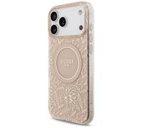 Guess IML Flowers Electro Pearl Strap MagSafe Case for iPhone 17 Pro Max 6.9" Pink - GUHMP17XHCPOFPP