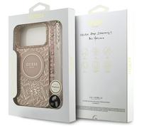 Guess IML Flowers Electro Pearl Strap MagSafe Case for iPhone 17 Pro Max Pink
