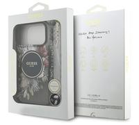 Guess IML Flowers Pearl Strap MagSafe Case for iPhone 17 Pro Max 6.9" Black - GUHMP17XHFWBRCESK
