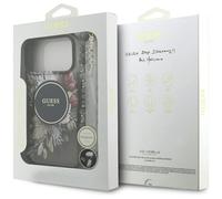 Guess IML Flowers Pearl Strap MagSafe Case for iPhone 17 Pro Max 6.9" Black - GUHMP17XHFWBRCESK