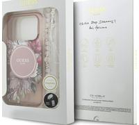 Guess IML Flowers Strap Case with MagSafe for iPhone 17 Pro 6.3" Pink