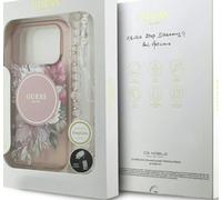 Guess IML Flowers Strap Case with MagSafe for iPhone 17 Pro 6.3" Pink - GUHMP17LHFWBRCESP