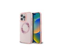 Guess IML Flowers Wreath Case with MagSafe for iPhone 16 Pro 6.3" Pink - GUHMP16LHFWFCP