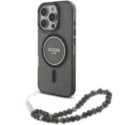 Guess IML Glitter With Pearl Strap MagSafe Case for iPhone 16 Pro Max 6.9" Black - GUHMP16XHGCRELSK