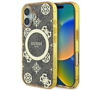 Guess IML Peony On 4G Background Case with MagSafe for iPhone 16 6.1" Brown