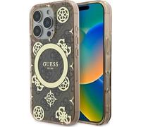 Guess IML Peony On 4G Background Case with MagSafe for iPhone 16 Pro Max Brown