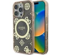 Guess IML Peony On 4G Background Case with MagSafe for iPhone 16 Pro Max Brown