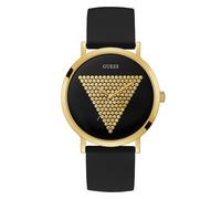 Guess Imprint Men's Gold Detail Dial Black Silicone Strap Watch