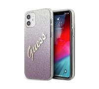 Guess iPhone 12 Mini Case, Pink - Glitter Gradient Script