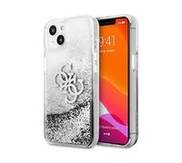 Guess iPhone 13 Mini Case, Silver - Liquid Glitter 4G Big Logo