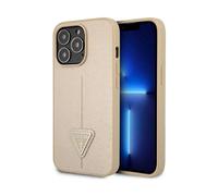 Guess iPhone 14 Pro Case GUHCP14LPSATLE, Beige - Saffiano Triangle Logo