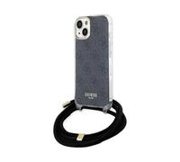 Guess iPhone 15 Case, Black - Crossbody Cord 4G Print