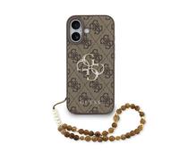 Guess iPhone 17 Hardcase Case Kunstleder Brown Big Logo Gold Chain