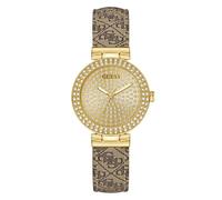 Guess Watches Guess Ladies Ivy CZ Dial Logo Beige Leather Strap Watch