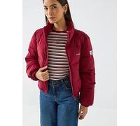 Guess Jeans Crop Puffer Jacket, Red, Size L, Women Red