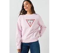 Guess Jeans Logo Triangle Crew Neck Sweatshirt, Pink, Size L, Women Pink