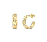 Guess Jewellery Guess Aurora Cresent Moon & Stars CZ Gold Tone Hoop Earrings 18mm