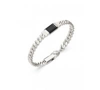 Guess Men's Supremo Black Tag Silver Tone 8mm Bracelet