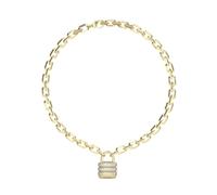 Guess Womens Guess My Secret 16-18" Pave Padlock Necklace UBN05415YG - Steel / Crystal