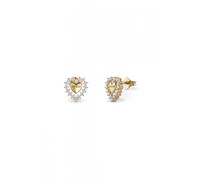 Guess Jewellery Guess Sterling Silver Jardin Pave Heart Gold Tone Stud Earrings 1 x 0.95cm