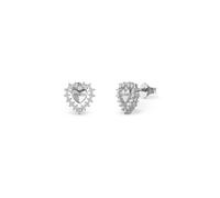 Guess Jewellery Guess Sterling Silver Jardin Pave Heart Stud Earrings 1 x 0.95cm
