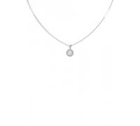 Guess Jewellery Ladies Rhodium Plated 16-18" Clear Crystal Charm Necklace - Steel / Rhodium Plated
