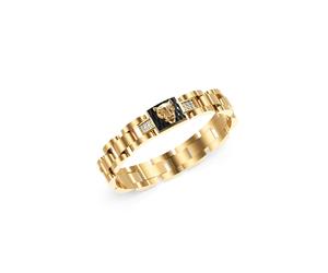 Guess Jewellery Mens 12Mm Panther Flat Bracelet UMB06087YG | Acotis - Stainless Steel / Crystal