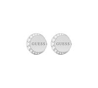 Guess Jewellery Rhodium Plated Coin Crystal Earrings UBE01195RH - Stainless Steel / Rhodium Plated / Crystal