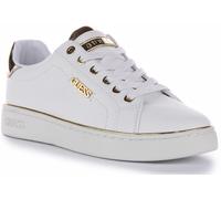 Guess Lace Up Beckie Gold Logo Womens Trainer In White Gold UK 2 - 8
