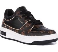 Guess Lace Up Tokyo Peony Logo Womens Trainers In Black Brown UK 3 - 8
