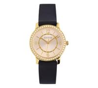 GUESS Ladies 28mm Watch - Black Strap Champagne Dial Gold Tone Case, Black, one, Strap