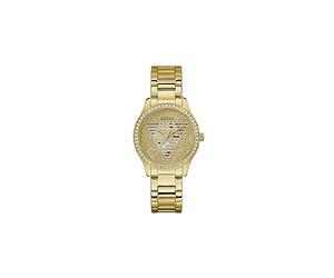 Guess Ladies 38mm Watch - White Strap White Dial Gold Tone Case
