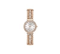 GUESS Ladies Dress Ball & Crystal 30mm Watch - Silver-Tone Dial with Rose Gold-Tone Stainless Steel Case & Bracelet