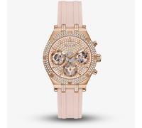 Guess Ladies Heiress Rose Gold Pink Rubber Strap Watch GW0407L3