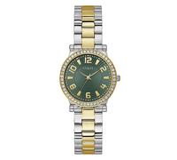 Guess Ladies Polished Silver Case, Sunray Green Dial with Polished Silver And Gold Bracelet Watch Silver