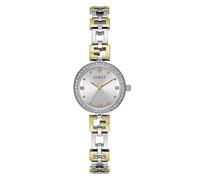 Guess Ladies Polished Silver Case with Crystals - Sunray Silver Dial with Logo Bracelet Watch Silver