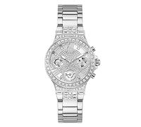 GUESS Ladies Sport Multifunction Glitz with Crystals 36mm Watch - Pink Dial Rose Gold-Tone Stainless Steel Case & Bracelet