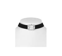 Guess Ladies Taylor Necklace with Black Leather Strap Mineral Glass Silver Dial 3 Bar Case Size 21mm GW0947L1