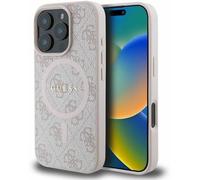 Guess Leather 4G Ring Classic Logo Hardcase with MagSafe for iphone 16 Pro 6.3" Pink- GUHMP16LG4GFRP