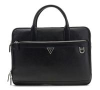 GUESS Leather business bag with laptop compartment Monaco Laptop Bag Black