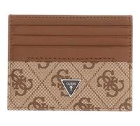 GUESS Leather Milano Card Holder Beige/Cognac Brown