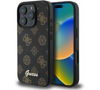 Guess Leather Peony Script Case with MagSafe for iPhone 16 Pro 6.3" Black - New