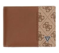 GUESS Leather Purse Milano Bifold Beige/Cognac Brown