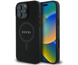 Guess Leather Saffiano Classic Logo Hardcase with MagSafe for iPhone 16Pro Black